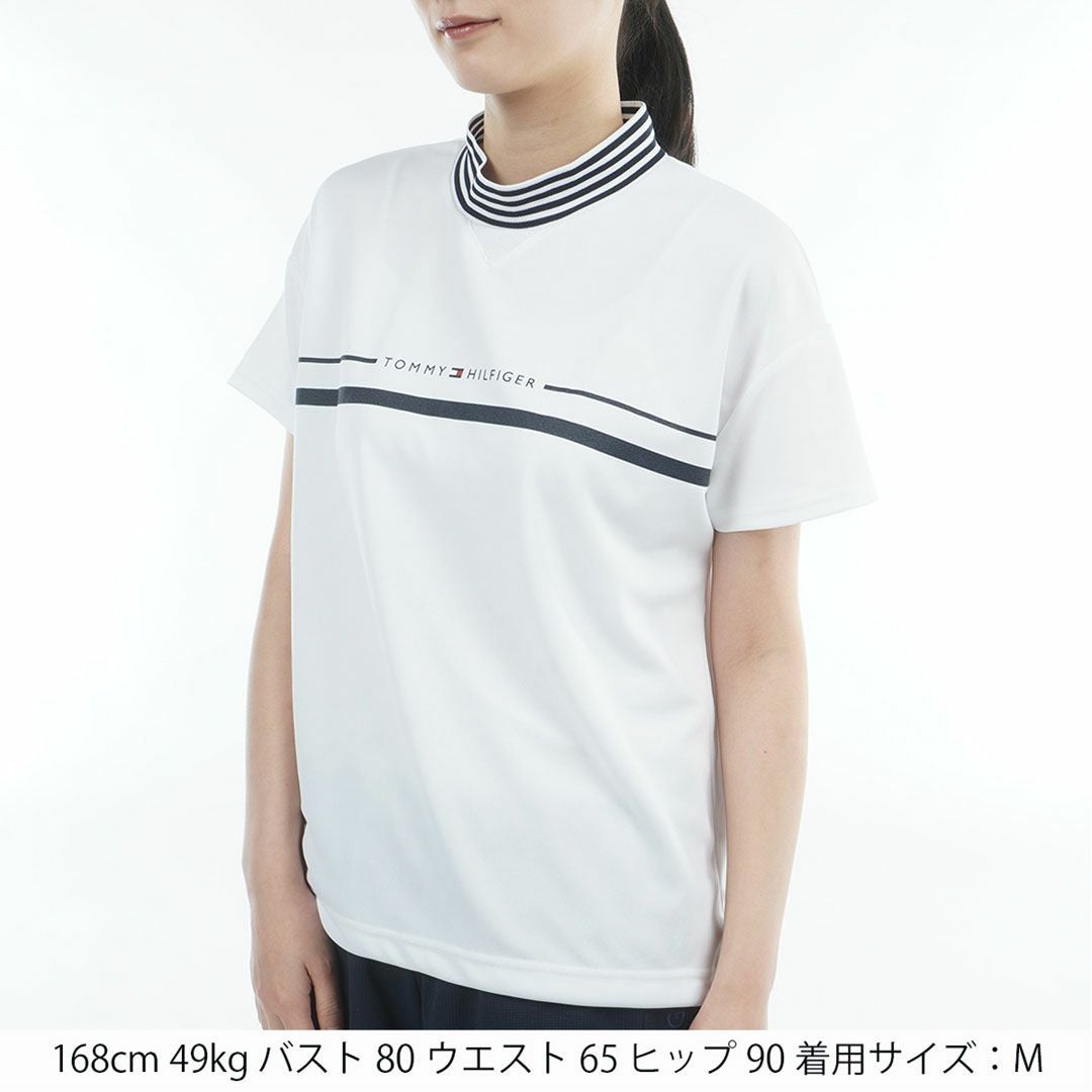 トミーヒルフィガーゴルフ Tommy Hilfiger Golf レディース 半袖 モックネックシャツ ホワイト 詳細1
