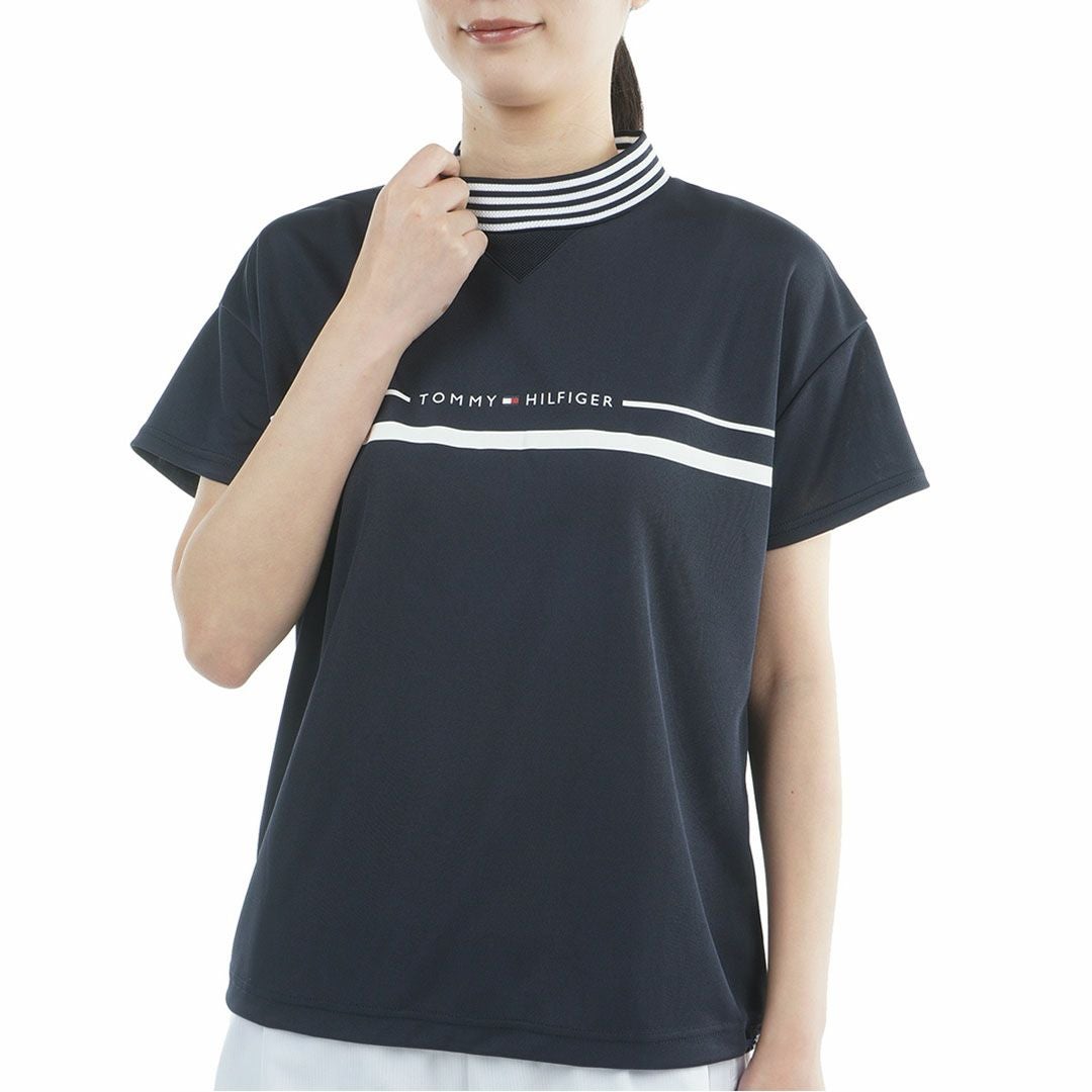 トミーヒルフィガーゴルフ Tommy Hilfiger Golf レディース 半袖 モックネックシャツ THLA618 ネイビー