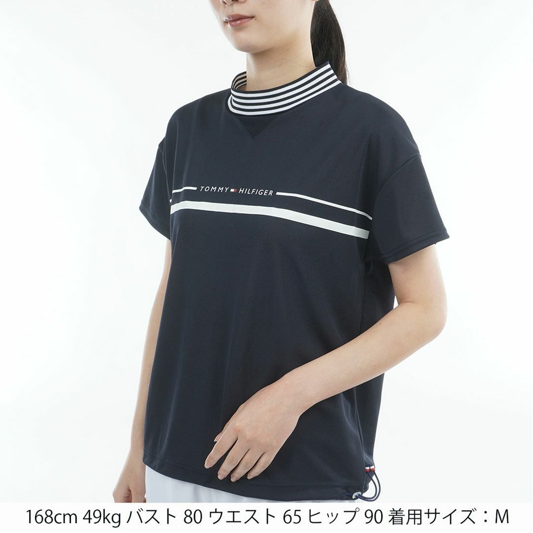 新品❗️ トミーヒルフィガーゴルフ M 半袖モックネックワンピース ブラック トミー ヒルフィガー ゴルフ]レディース オーバー モックネックシャツ