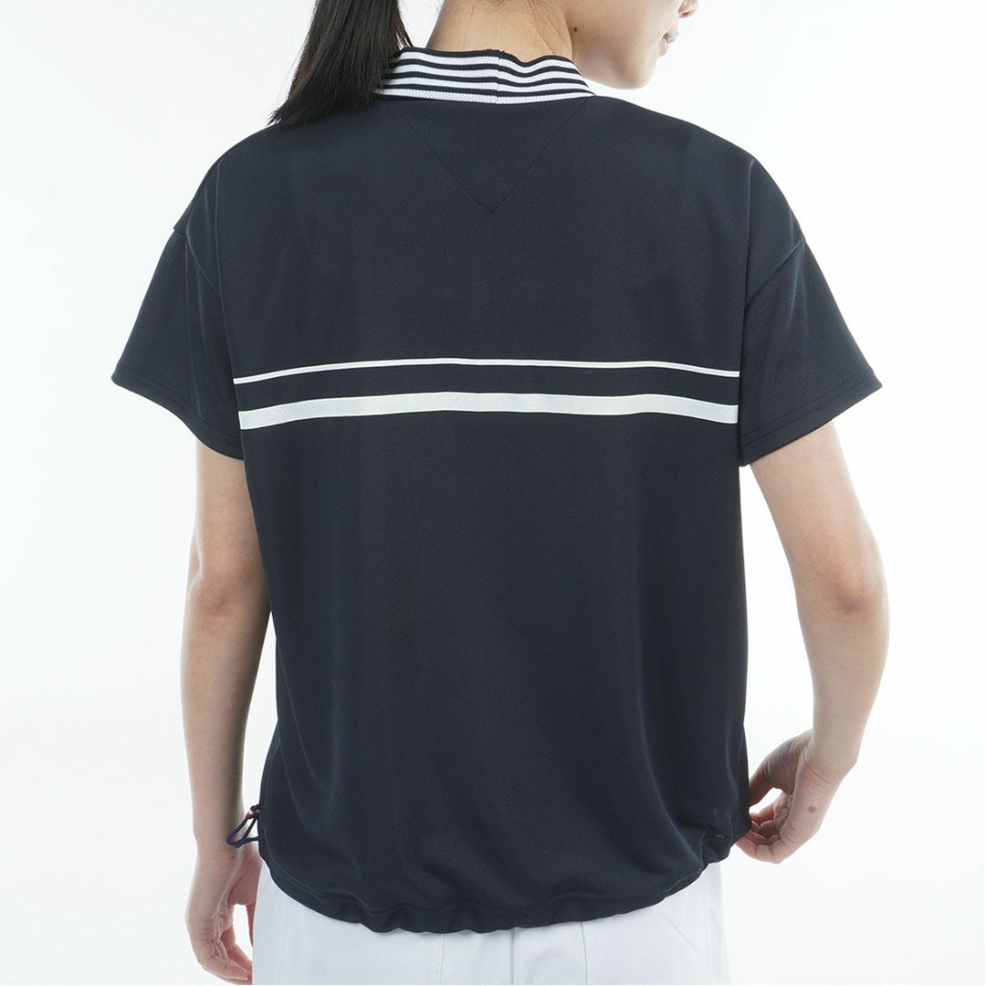 トミーヒルフィガーゴルフ Tommy Hilfiger Golf レディース 半袖 モックネックシャツ THLA618 ネイビー 詳細2
