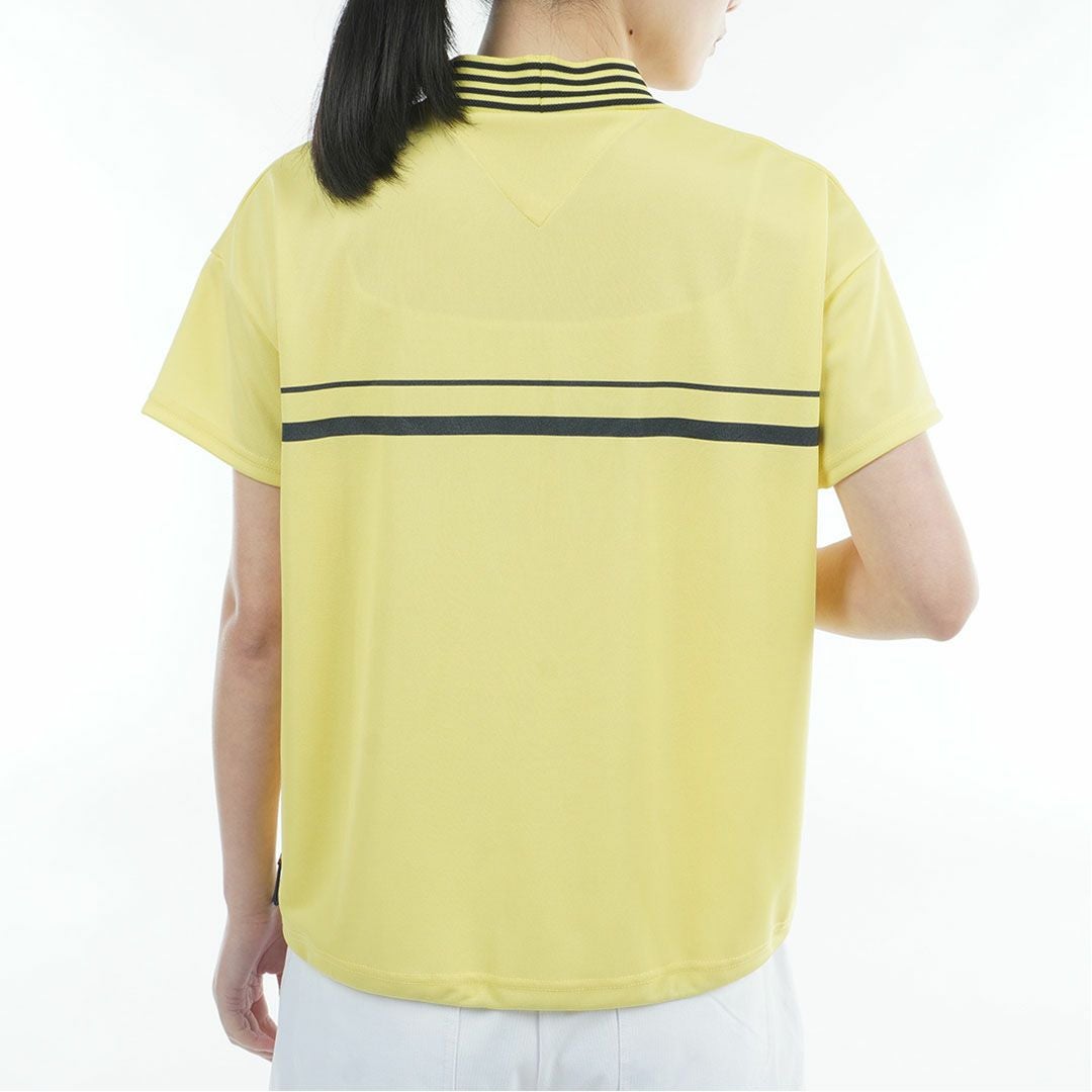 トミーヒルフィガーゴルフ Tommy Hilfiger Golf レディース 半袖 モックネックシャツ イエロー 詳細2