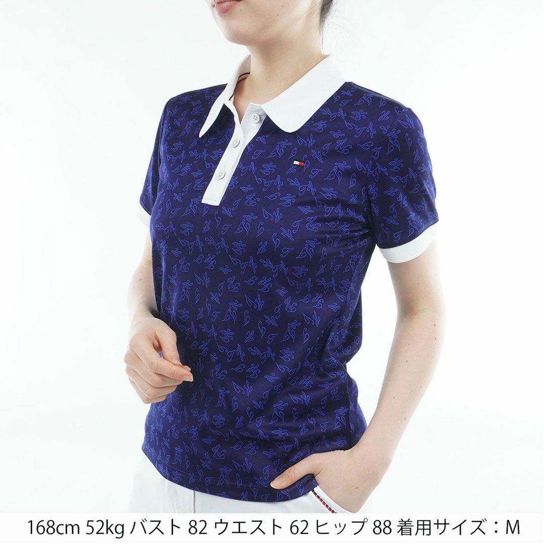 トミー ヒルフィガー ゴルフ TOMMY HILFIGER GOLF レディース ロゴジャカード クレリックポロシャツ THLA620 ネイビー