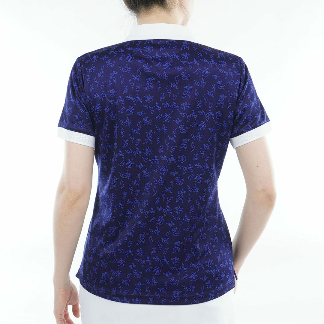 トミー ヒルフィガー ゴルフ TOMMY HILFIGER GOLF レディース ロゴジャカード クレリックポロシャツ THLA620 ネイビー