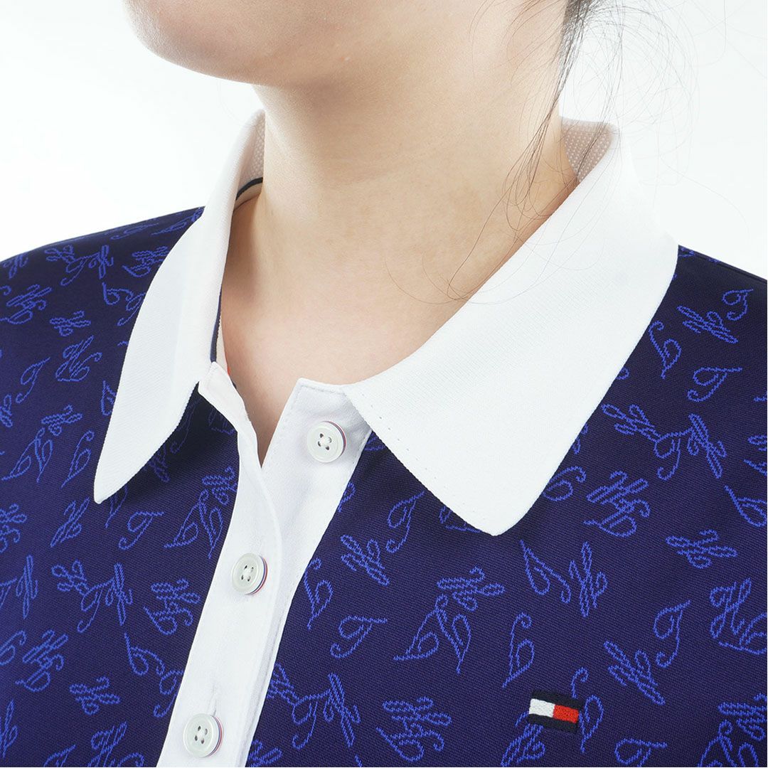 トミー ヒルフィガー ゴルフ TOMMY HILFIGER GOLF レディース ロゴジャカード クレリックポロシャツ THLA620 ネイビー