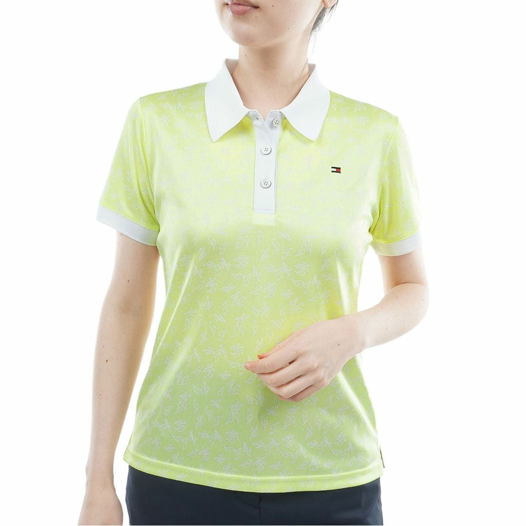 トミー ヒルフィガー ゴルフ TOMMY HILFIGER GOLF レディース ロゴジャカード クレリックポロシャツ THLA620 ライムグリーン