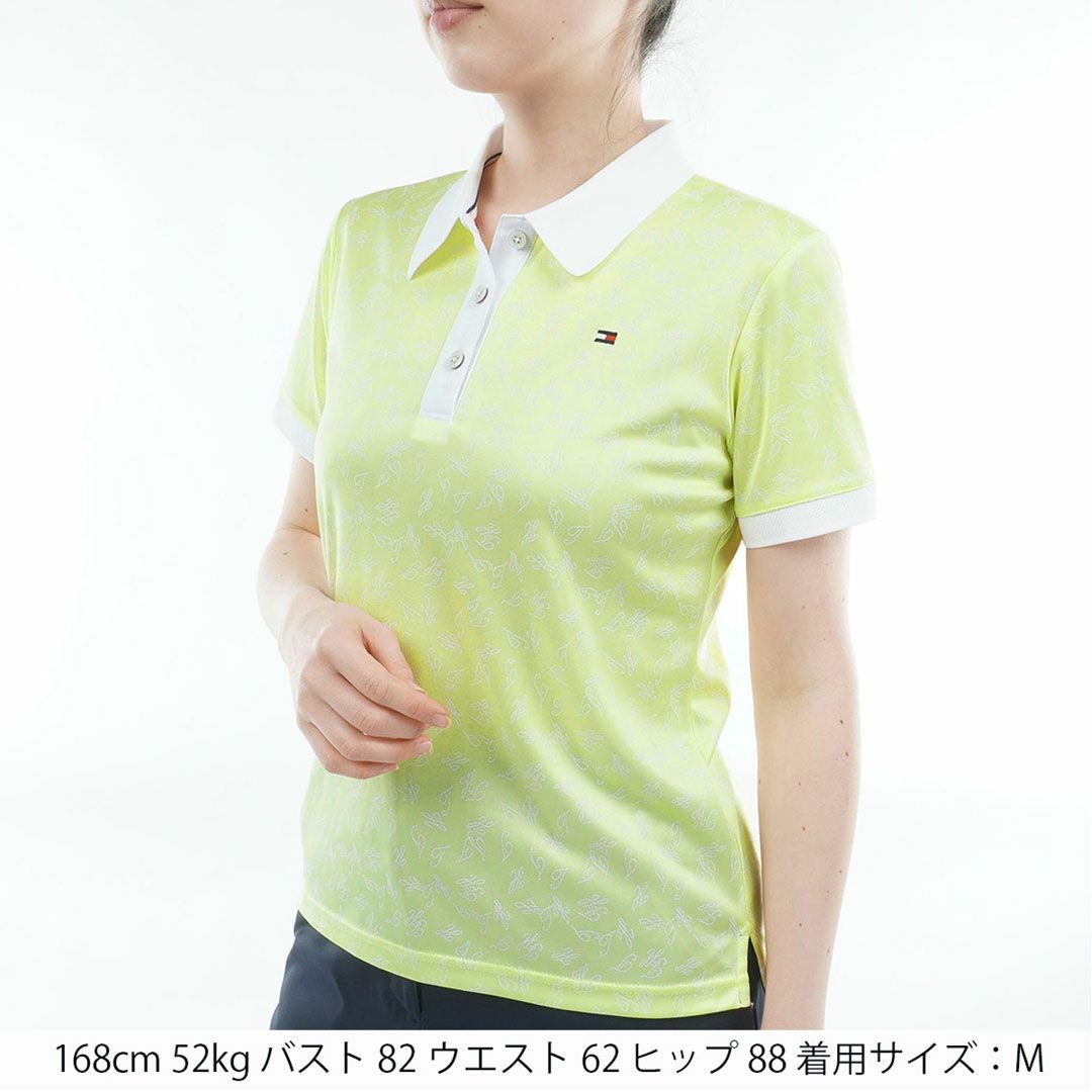 トミー ヒルフィガー ゴルフ TOMMY HILFIGER GOLF レディース ロゴジャカード クレリックポロシャツ THLA620 ライムグリーン