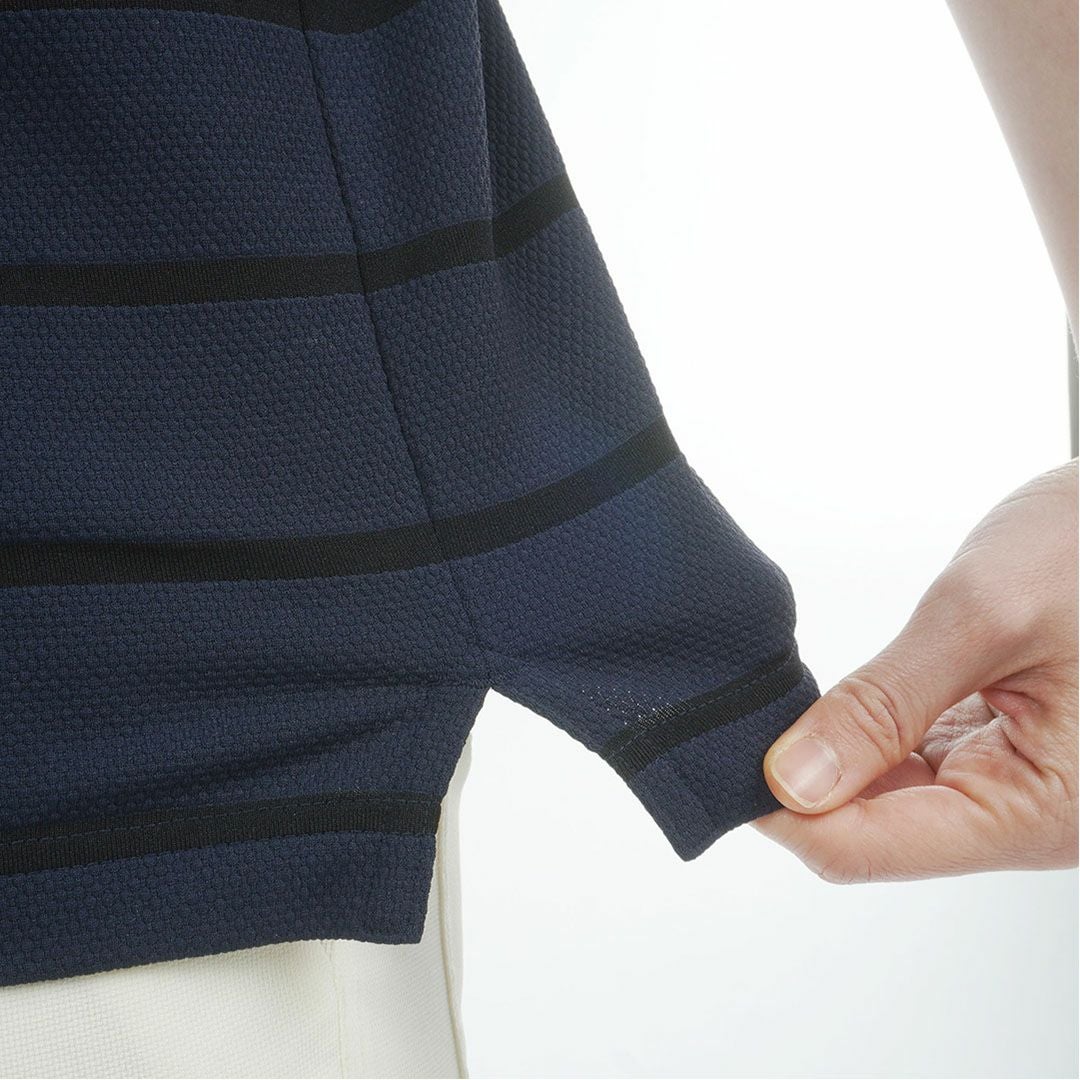 トミー ヒルフィガー ゴルフ TOMMY HILFIGER GOLF レディース ボーダースリット モックネックシャツ THLA624 ネイビー