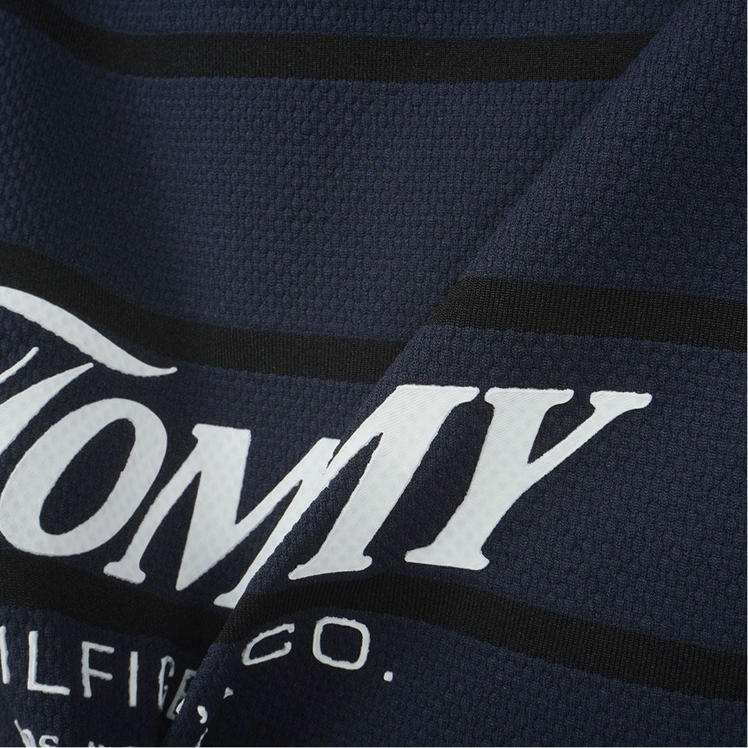 トミー ヒルフィガー ゴルフ TOMMY HILFIGER GOLF レディース ボーダースリット モックネックシャツ THLA624 ネイビー