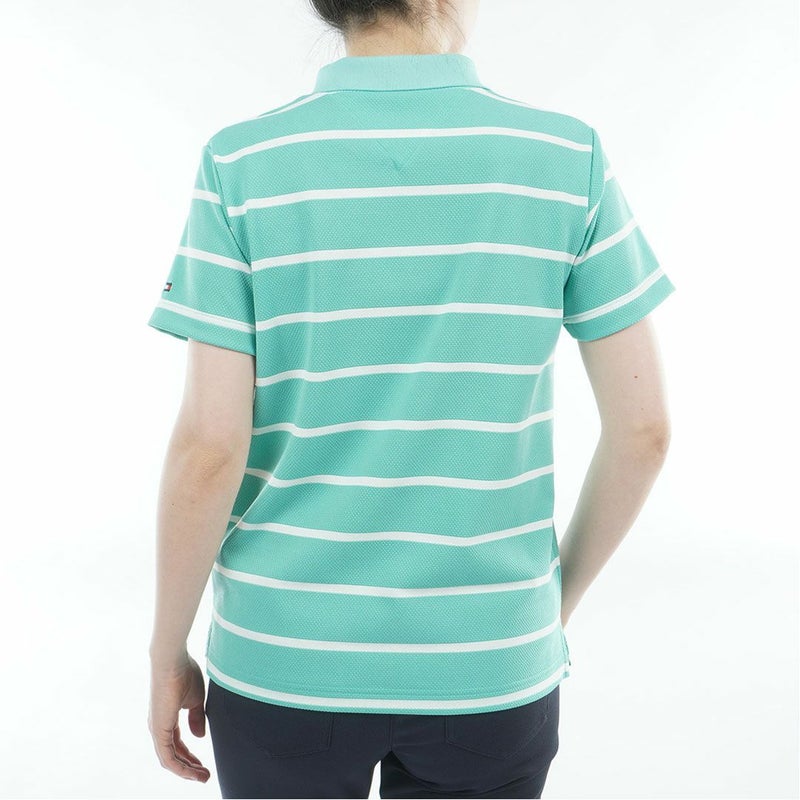 トミー ヒルフィガー ゴルフ TOMMY HILFIGER GOLF レディース ボーダースリット モックネックシャツ THLA624 ブルーグリーン