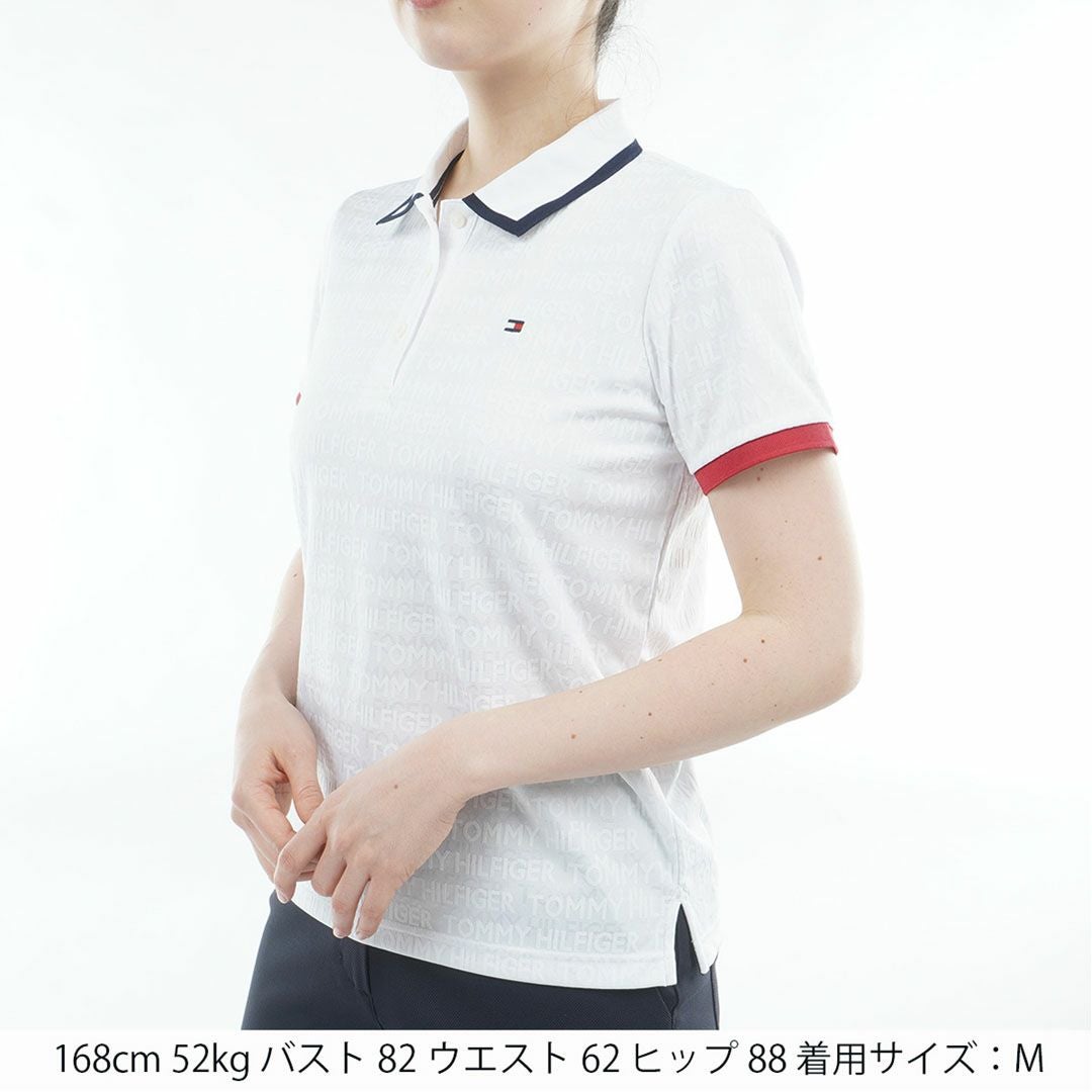 トミー ヒルフィガー ゴルフ TOMMY HILFIGER GOLF レディース ロゴジャカード ポロシャツ THLA627 ホワイト