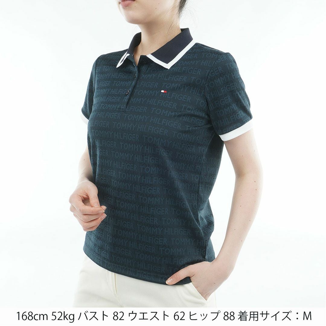 トミー ヒルフィガー ゴルフ TOMMY HILFIGER GOLF レディース ロゴジャカード ポロシャツ THLA627 ネイビー