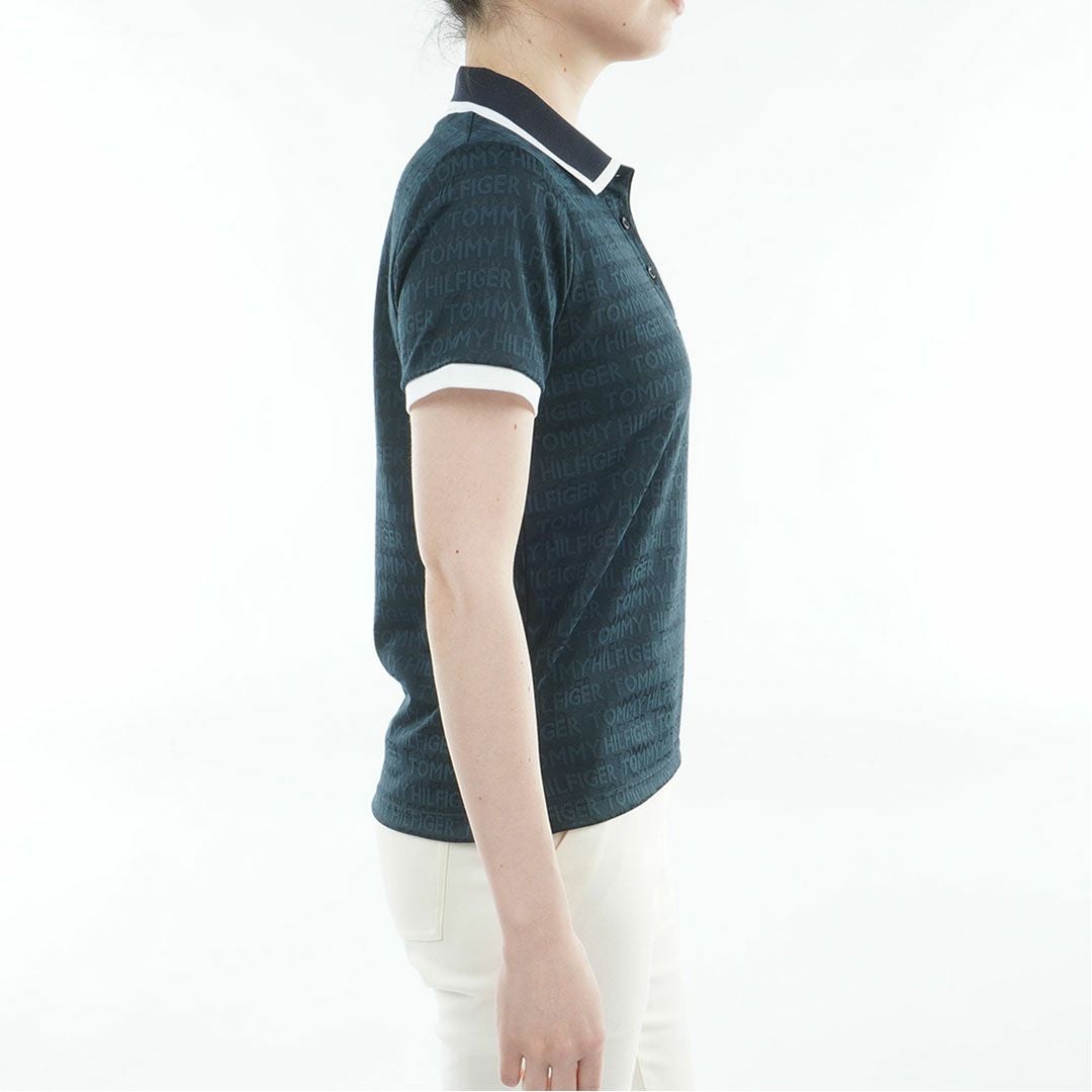 トミー ヒルフィガー ゴルフ TOMMY HILFIGER GOLF レディース ロゴジャカード ポロシャツ THLA627 ネイビー