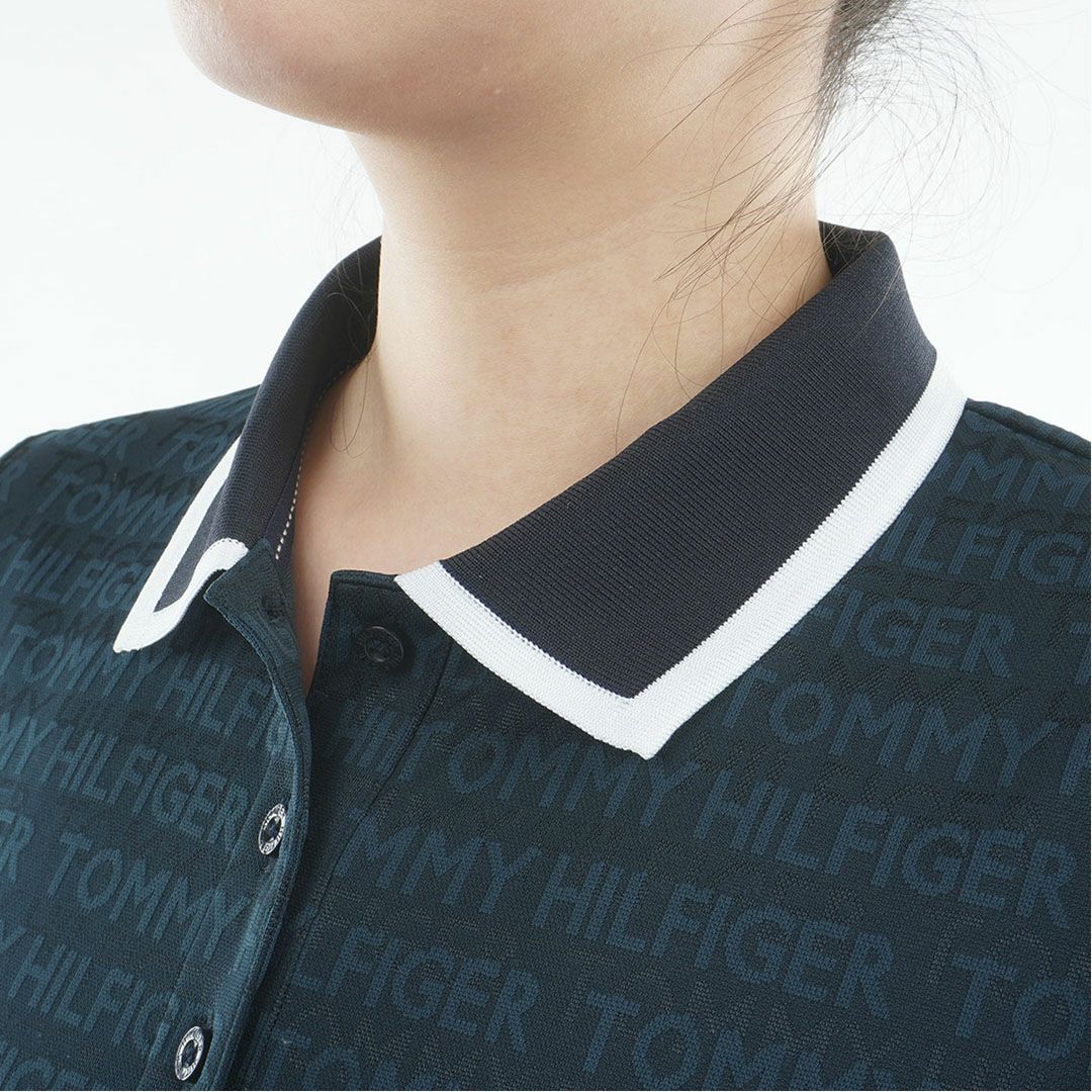 トミー ヒルフィガー ゴルフ TOMMY HILFIGER GOLF レディース ロゴジャカード ポロシャツ THLA627 ネイビー