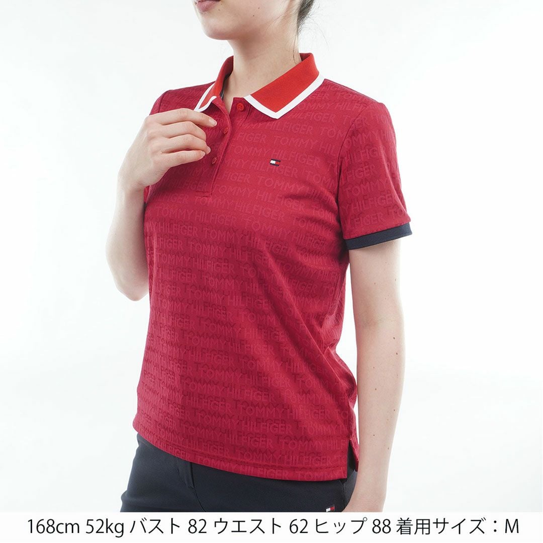 トミー ヒルフィガー ゴルフ TOMMY HILFIGER GOLF レディース ロゴジャカード ポロシャツ THLA627 レッド
