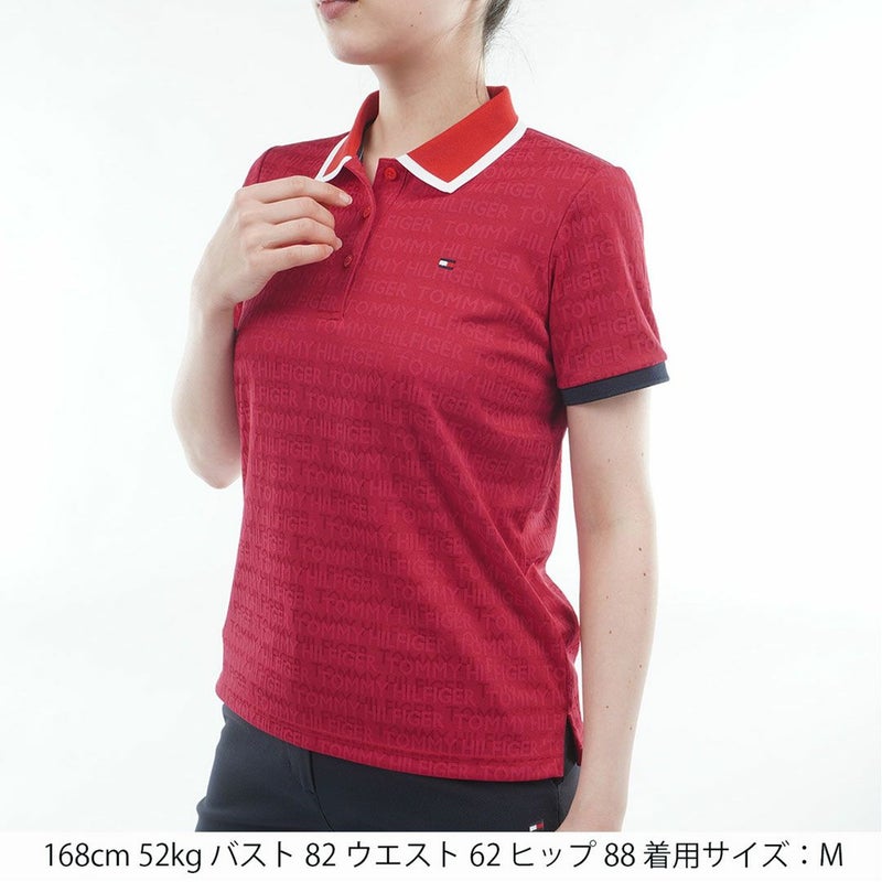 トミー ヒルフィガー ゴルフ TOMMY HILFIGER GOLF レディース ロゴジャカード ポロシャツ THLA627 レッド