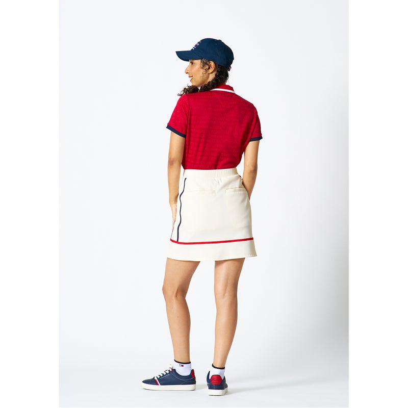 トミー ヒルフィガー ゴルフ TOMMY HILFIGER GOLF レディース ロゴジャカード ポロシャツ THLA627 レッド
