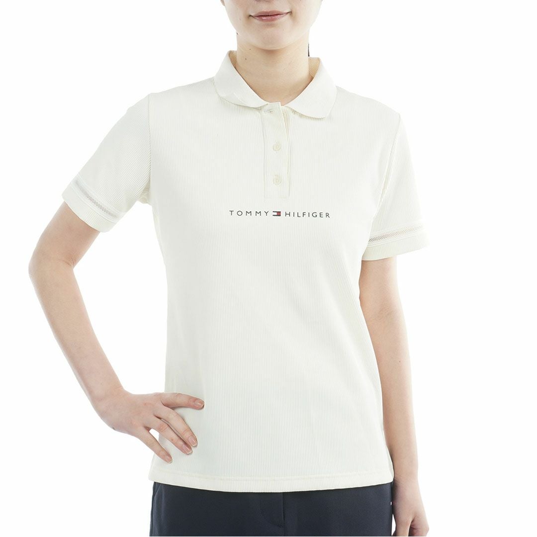 トミー ヒルフィガー ゴルフ TOMMY HILFIGER GOLF レディース ストレッチコードピケ ポロシャツ THLA629 オフホワイト