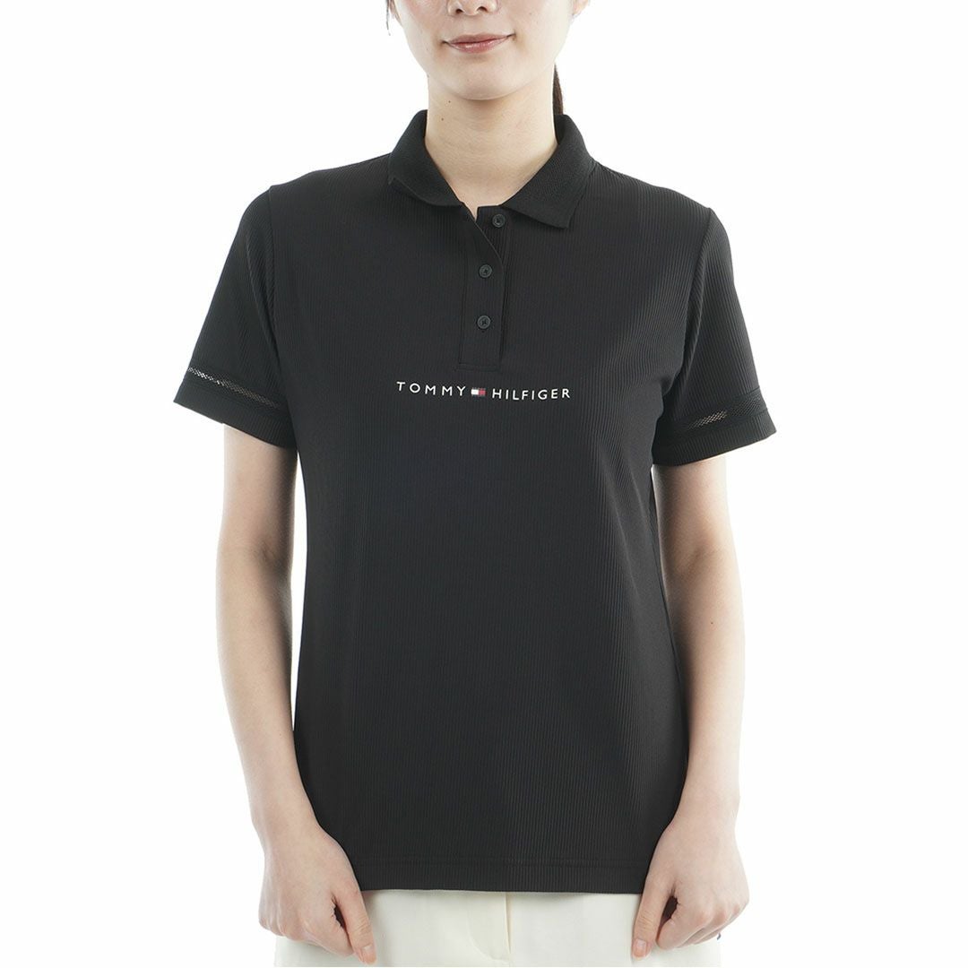 トミー ヒルフィガー ゴルフ TOMMY HILFIGER GOLF レディース ストレッチコードピケ ポロシャツ THLA629 ブラック
