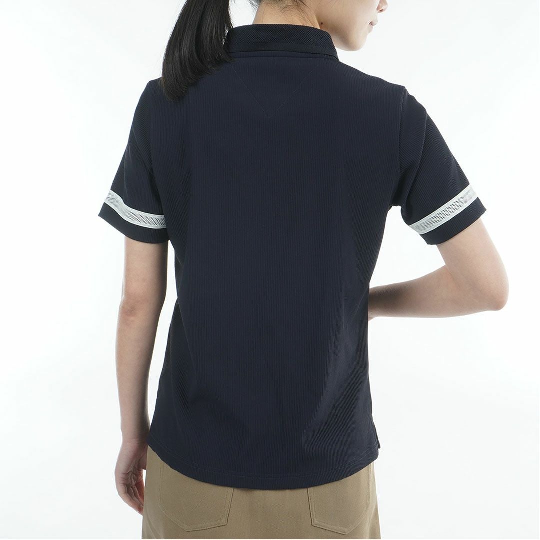 トミー ヒルフィガー ゴルフ TOMMY HILFIGER GOLF レディース ストレッチコードピケ ポロシャツ THLA629 ネイビー