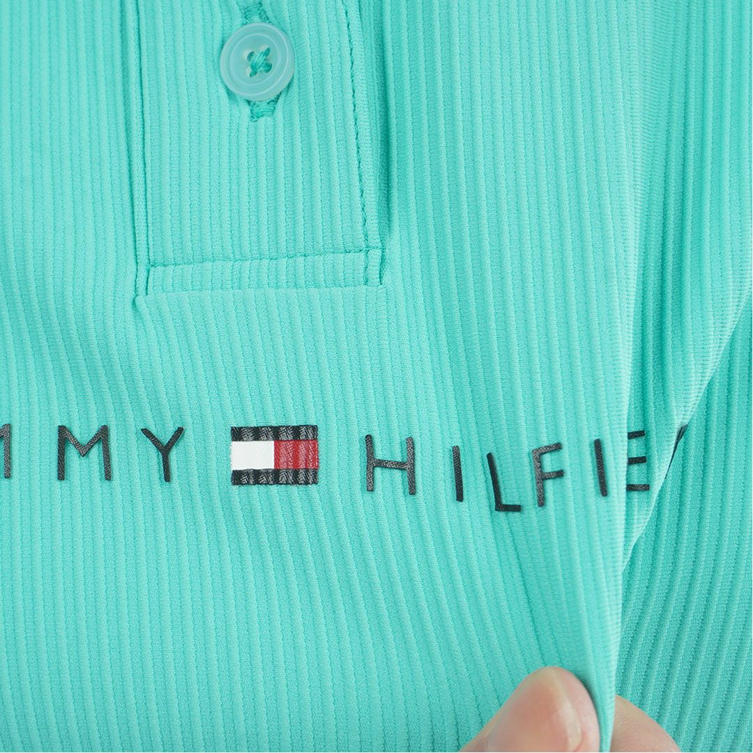 トミー ヒルフィガー ゴルフ TOMMY HILFIGER GOLF レディース ストレッチコードピケ ポロシャツ THLA629 ブルーグリーン