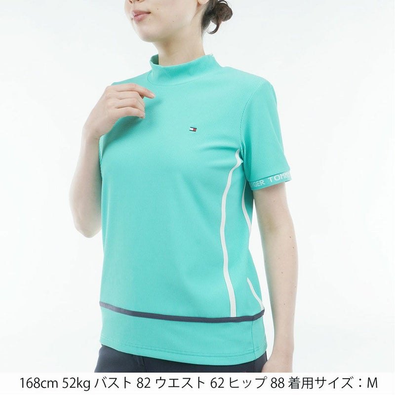 トミー ヒルフィガー ゴルフ TOMMY HILFIGER GOLF レディース ストレッチコードピケ モックネックシャツ THLA630 ブルーグリーン