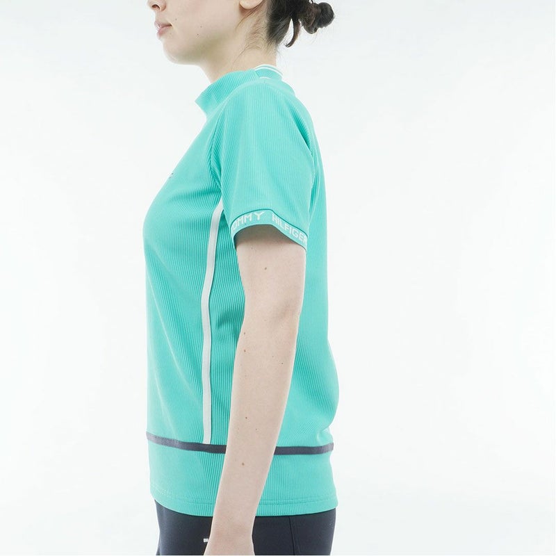 トミー ヒルフィガー ゴルフ TOMMY HILFIGER GOLF レディース ストレッチコードピケ モックネックシャツ THLA630 ブルーグリーン