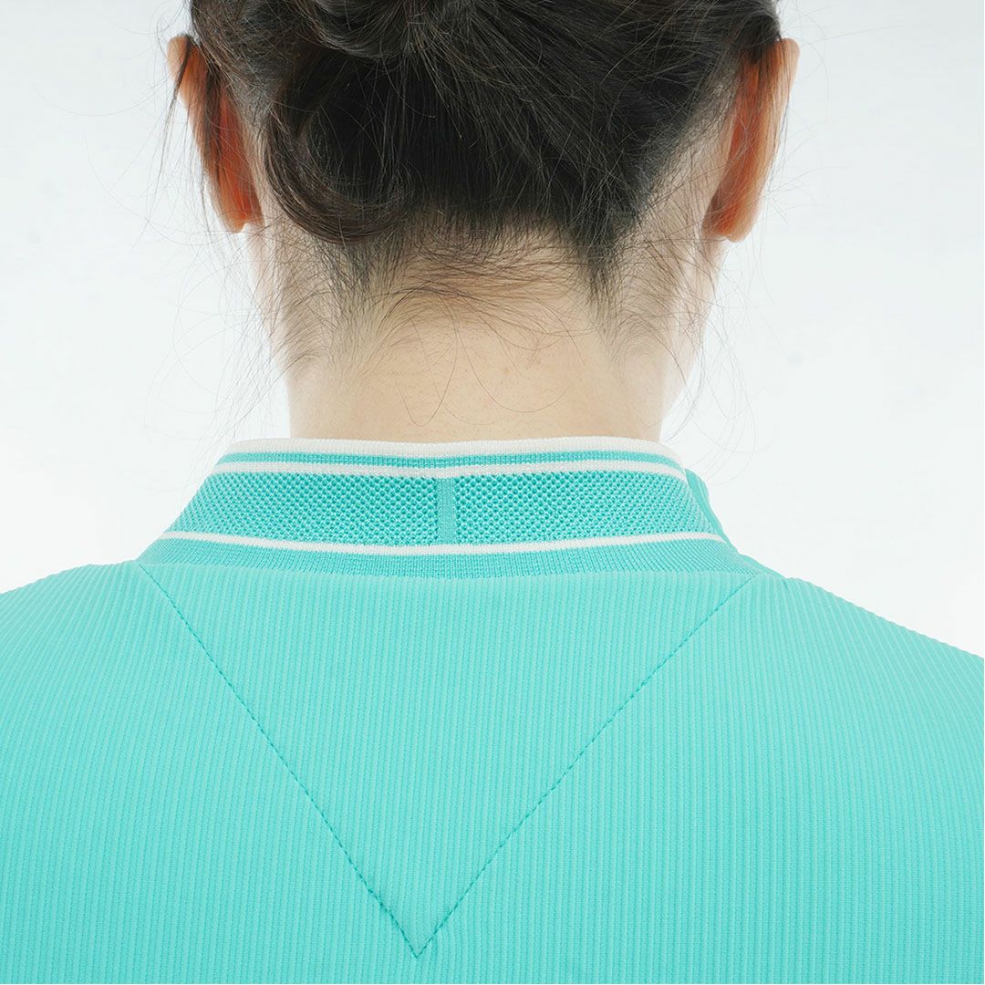 トミー ヒルフィガー ゴルフ TOMMY HILFIGER GOLF レディース ストレッチコードピケ モックネックシャツ THLA630 ブルーグリーン