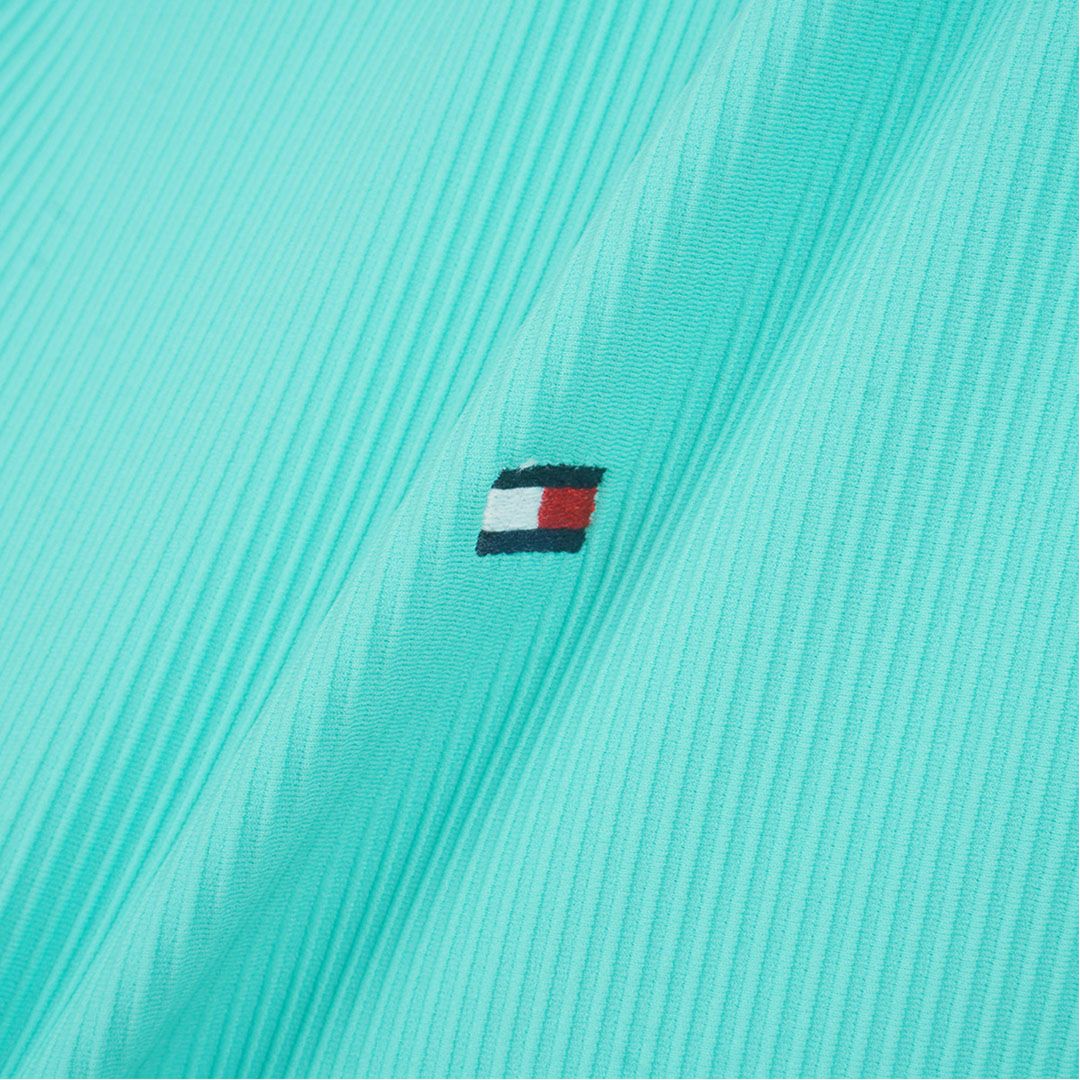 トミー ヒルフィガー ゴルフ TOMMY HILFIGER GOLF レディース ストレッチコードピケ モックネックシャツ THLA630 ブルーグリーン