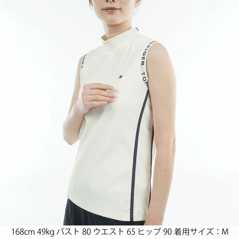 トミー ヒルフィガー ゴルフ TOMMY HILFIGER GOLF レディース ストレッチコードピケ ノースリーブモックシャツ THLA631 オフホワイト