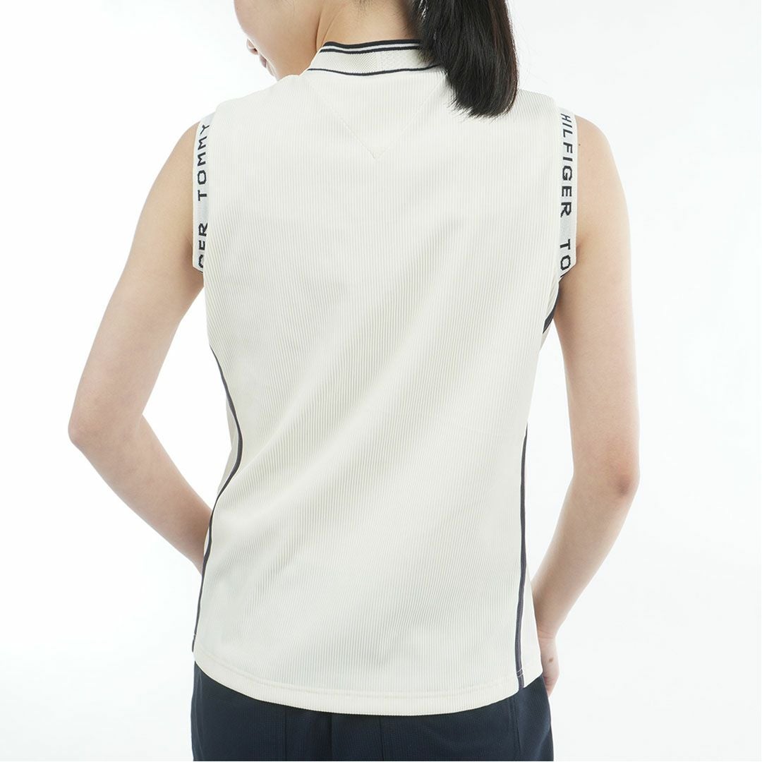 トミー ヒルフィガー ゴルフ TOMMY HILFIGER GOLF レディース ストレッチコードピケ ノースリーブモックシャツ THLA631 オフホワイト