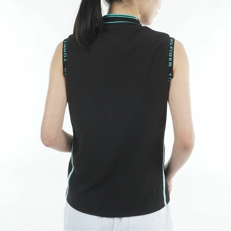 トミー ヒルフィガー ゴルフ TOMMY HILFIGER GOLF レディース ストレッチコードピケ ノースリーブモックシャツ THLA631 ブラック