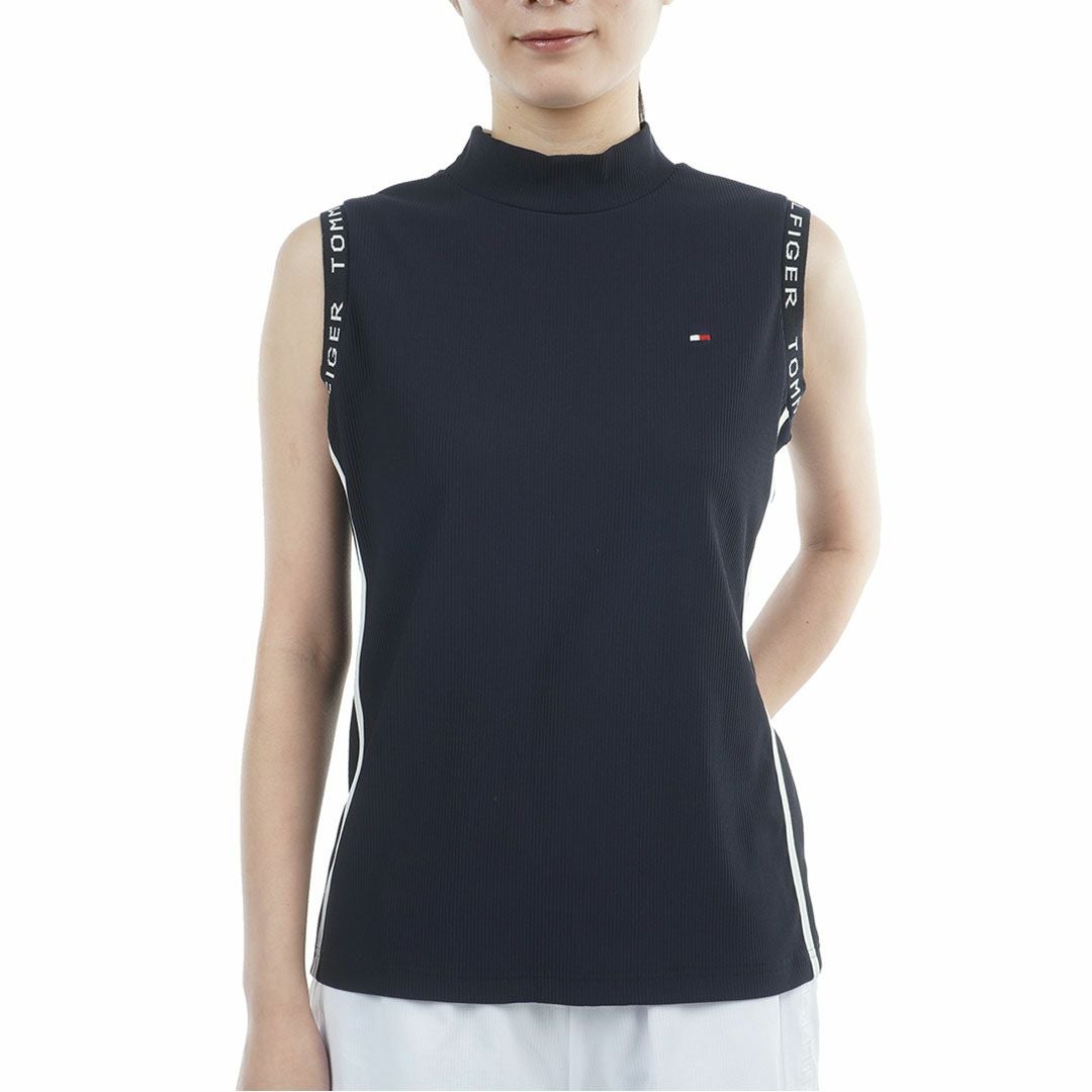 トミー ヒルフィガー ゴルフ TOMMY HILFIGER GOLF レディース ストレッチコードピケ ノースリーブモックシャツ THLA631 ネイビー