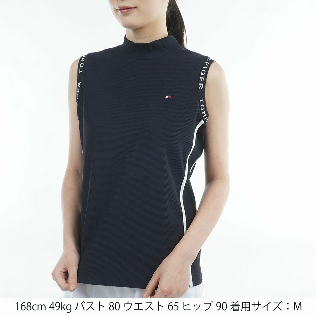 トミー ヒルフィガー ゴルフ TOMMY HILFIGER GOLF レディース ストレッチコードピケ ノースリーブモックシャツ THLA631 ネイビー