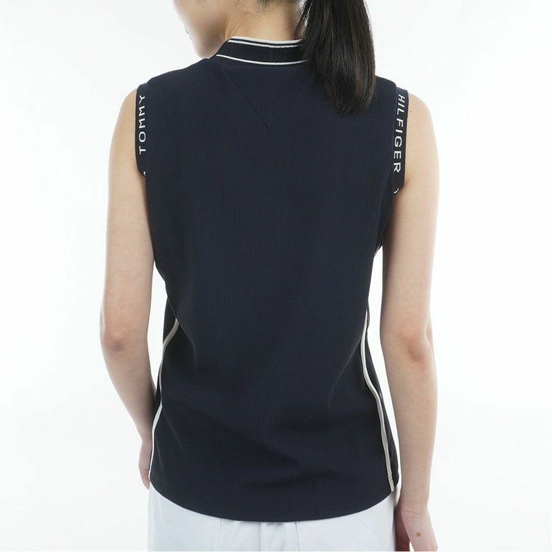 トミー ヒルフィガー ゴルフ TOMMY HILFIGER GOLF レディース ストレッチコードピケ ノースリーブモックシャツ THLA631 ネイビー