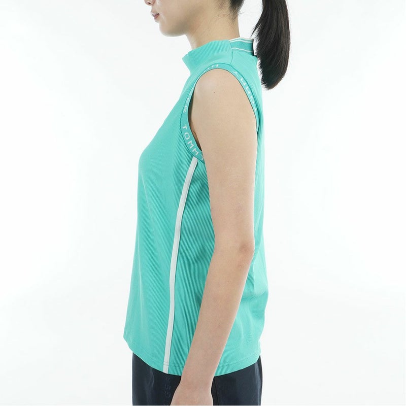 トミー ヒルフィガー ゴルフ TOMMY HILFIGER GOLF レディース ストレッチコードピケ ノースリーブモックシャツ THLA631 ブルーグリーン