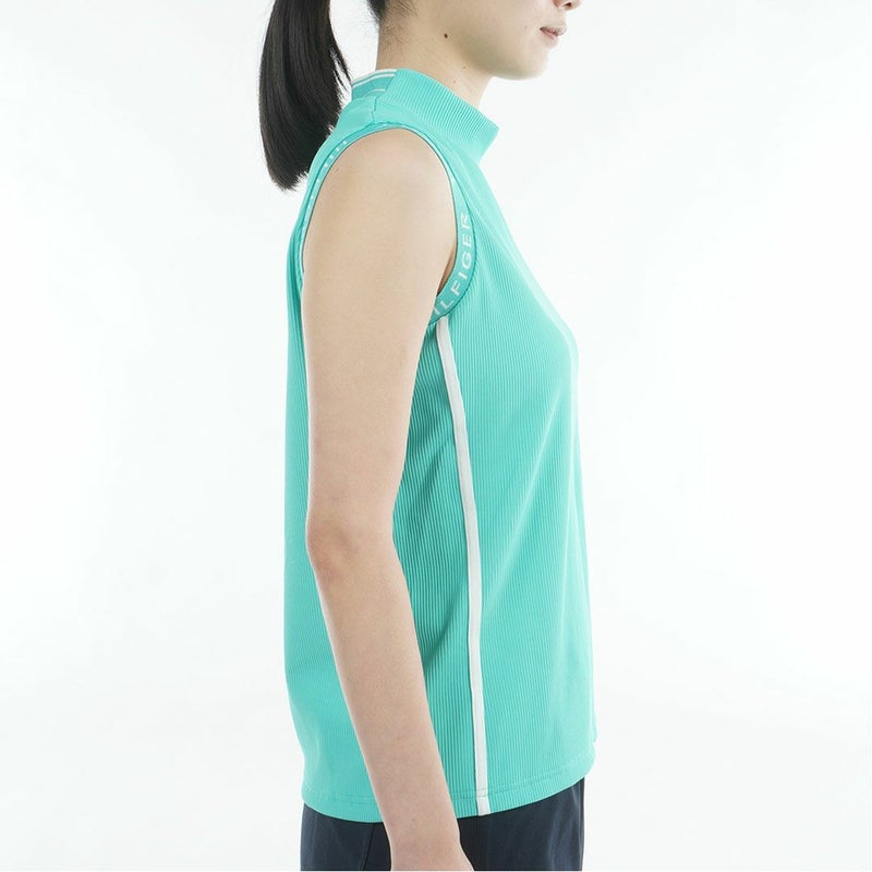 トミー ヒルフィガー ゴルフ TOMMY HILFIGER GOLF レディース ストレッチコードピケ ノースリーブモックシャツ THLA631 ブルーグリーン