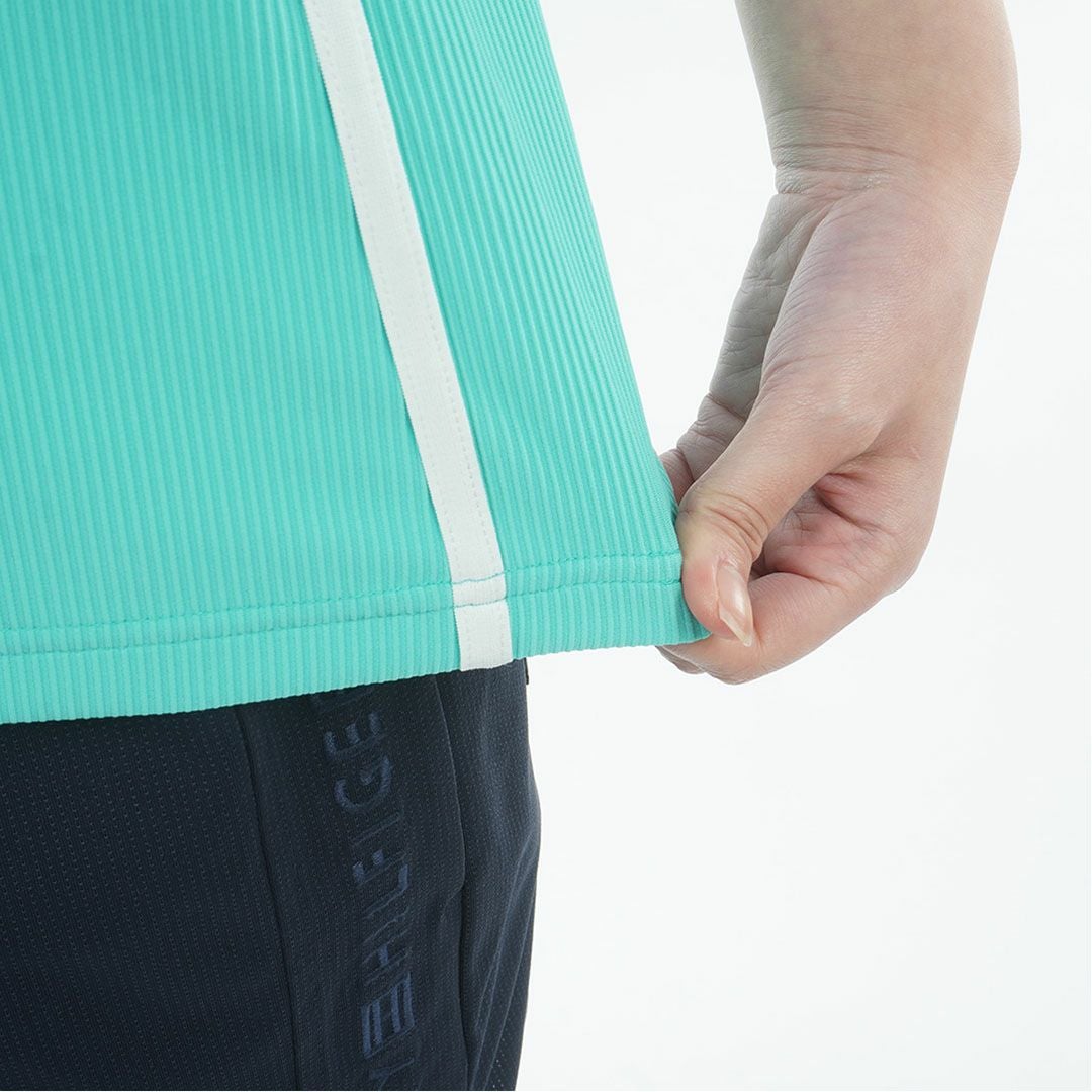 トミー ヒルフィガー ゴルフ TOMMY HILFIGER GOLF レディース ストレッチコードピケ ノースリーブモックシャツ THLA631 ブルーグリーン