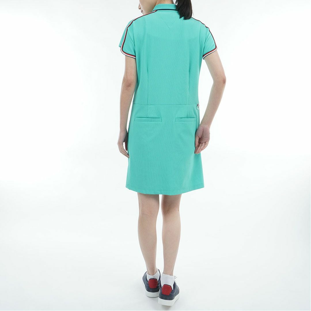 Tommy Hilfiger Golf トミーヒルフィガーゴルフ レディース ゴルフウェア 半袖 ワンピース ブルーグリーン 詳細2