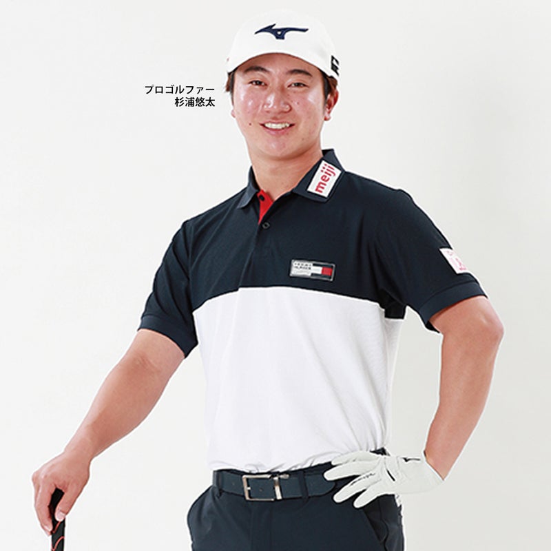 杉浦悠太プロ TommyHilfigerGolf トミー ヒルフィガー メンズ 半袖ポロシャツ ネイビー