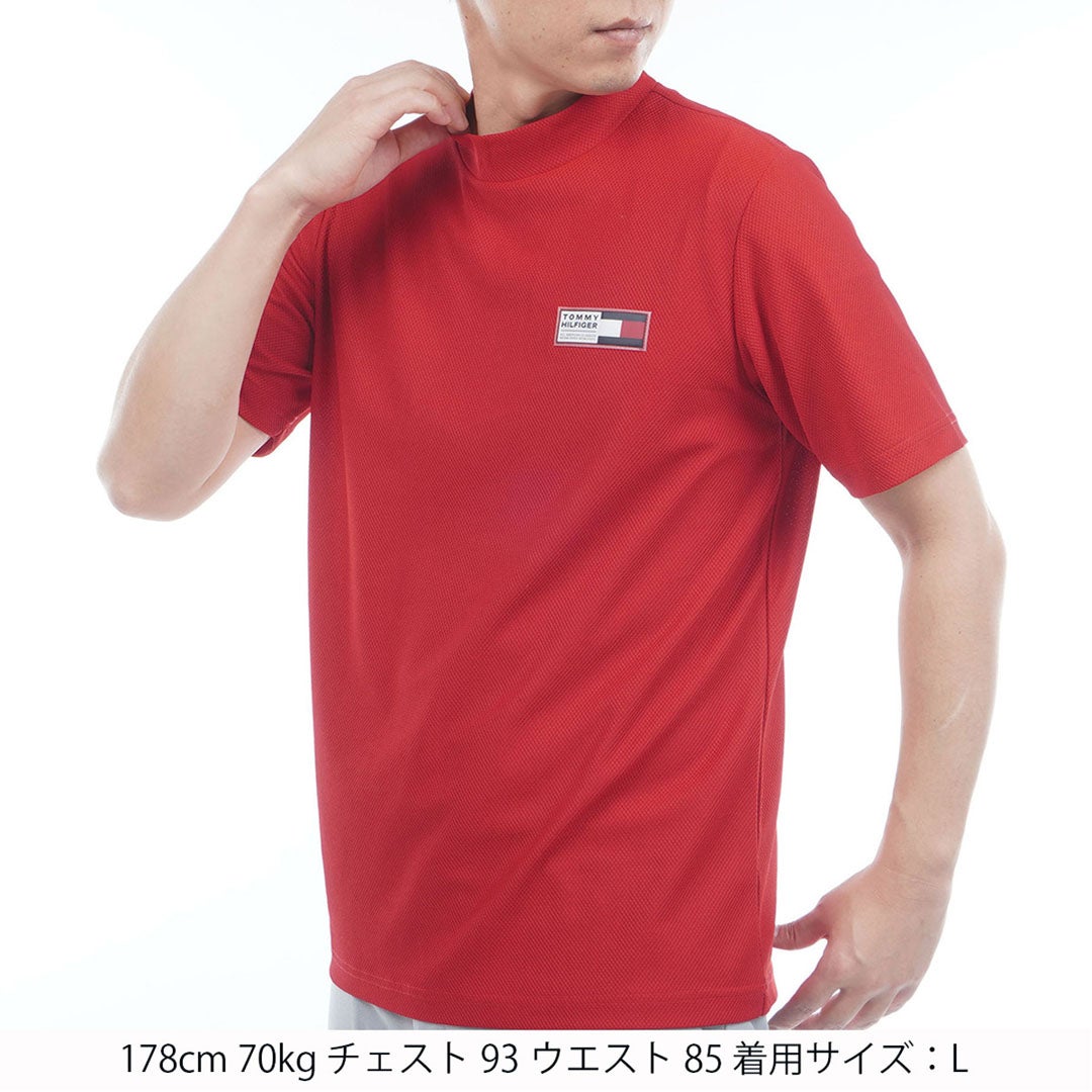 TommyHilfigerGolf トミー ヒルフィガー メンズ 半袖モックネックシャツ THMA603 レッド 詳細1