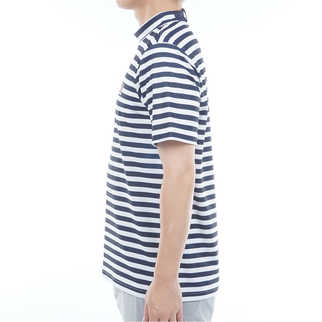 TommyHilfigerGolf トミー ヒルフィガー メンズ 半袖モックネックシャツ THMA603 ボーダー ホワイトネイビー 詳細2