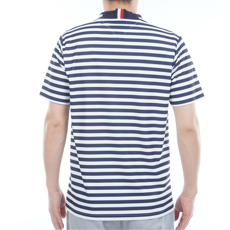 TommyHilfigerGolf トミー ヒルフィガー メンズ 半袖モックネックシャツ THMA603 ボーダー ホワイトネイビー 詳細3