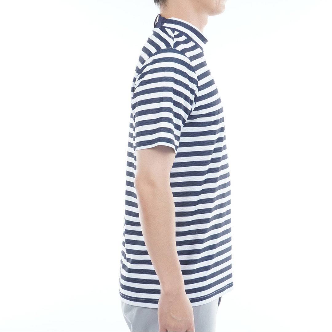 TommyHilfigerGolf トミー ヒルフィガー メンズ 半袖モックネックシャツ THMA603 ボーダー ホワイトネイビー 詳細4