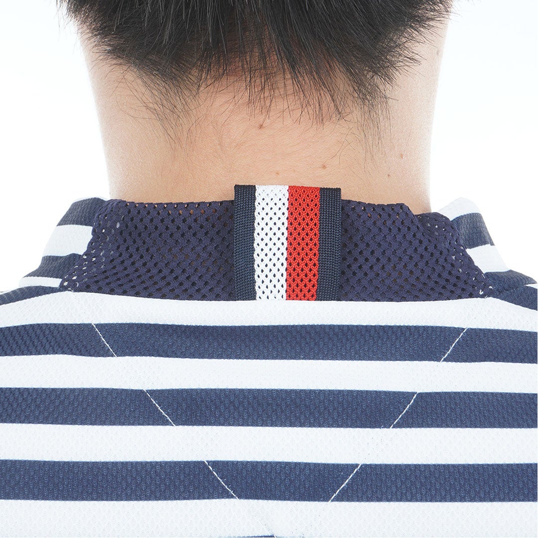 TommyHilfigerGolf トミー ヒルフィガー メンズ 半袖モックネックシャツ THMA603 ボーダー ホワイトネイビー 詳細6