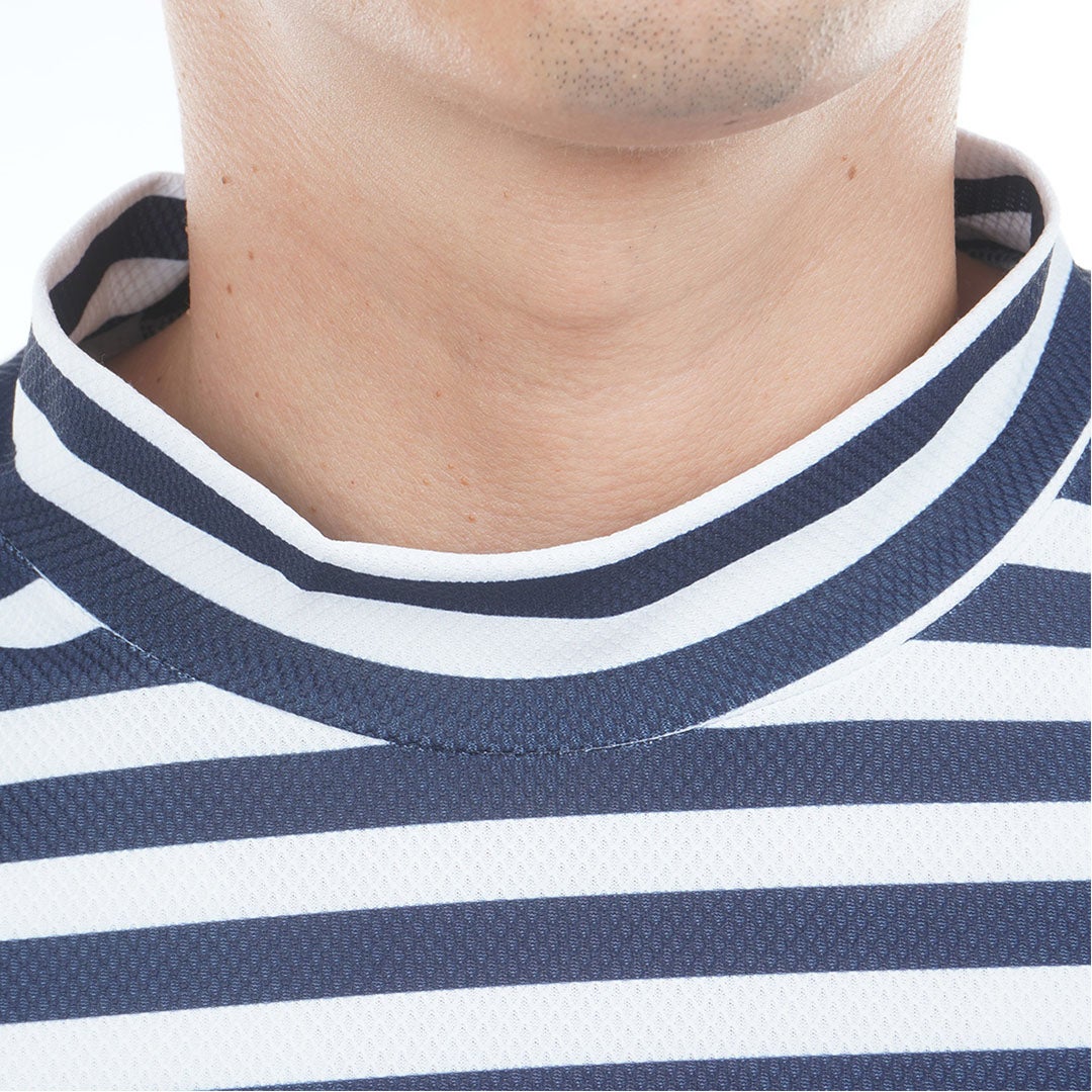 TommyHilfigerGolf トミー ヒルフィガー メンズ 半袖モックネックシャツ THMA603 ボーダー ホワイトネイビー 詳細7