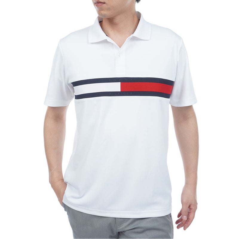 トミー ヒルフィガー ゴルフ TOMMY HILFIGER GOLF メンズ フラッグロゴ 半袖ポロシャツ THMA604 ホワイト