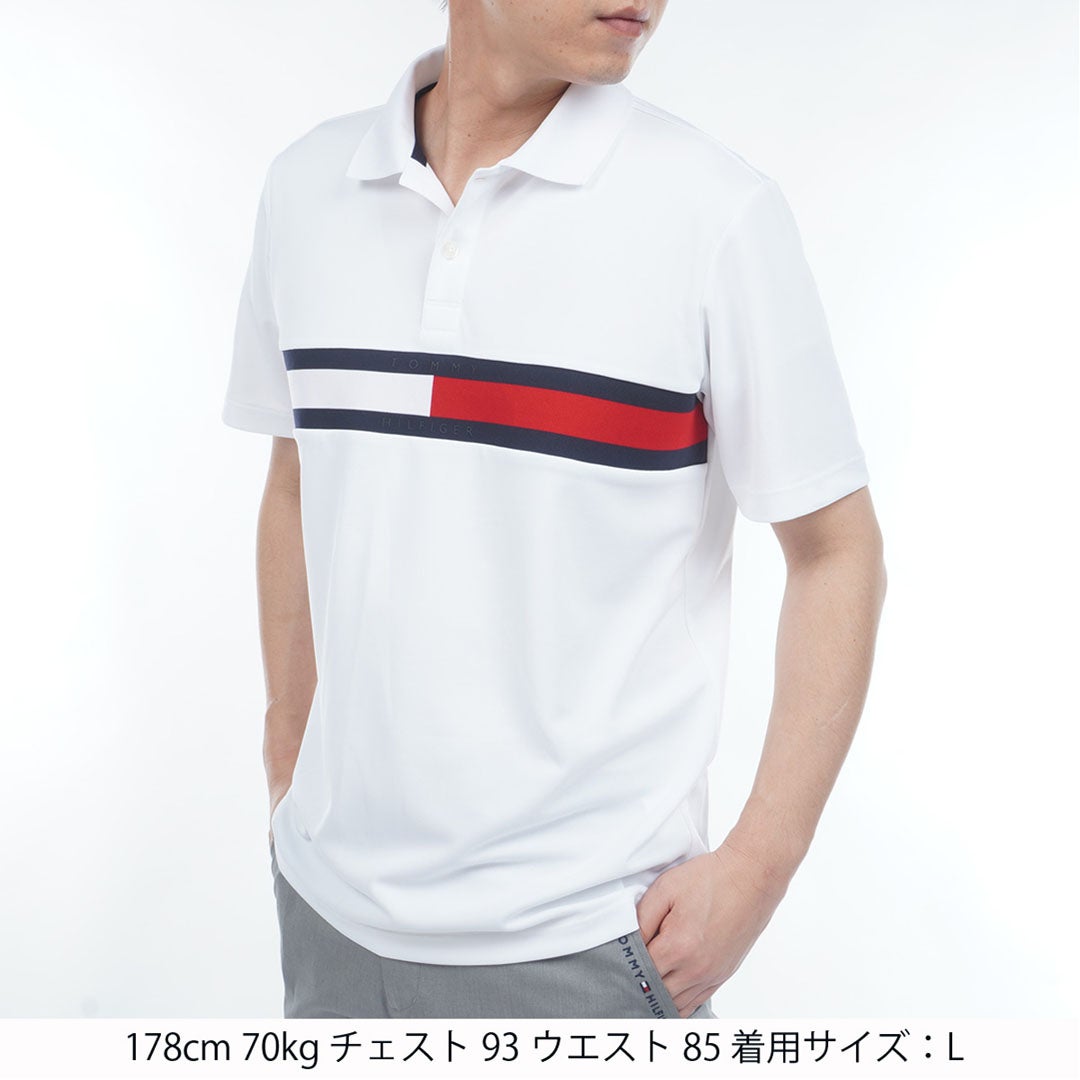 トミー ヒルフィガー ゴルフ TOMMY HILFIGER GOLF メンズ フラッグロゴ 半袖ポロシャツ THMA604 ホワイト