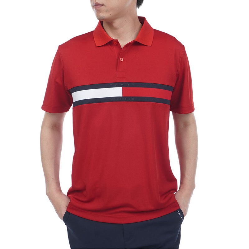 トミー ヒルフィガー ゴルフ TOMMY HILFIGER GOLF メンズ フラッグロゴ 半袖ポロシャツ THMA604 レッド