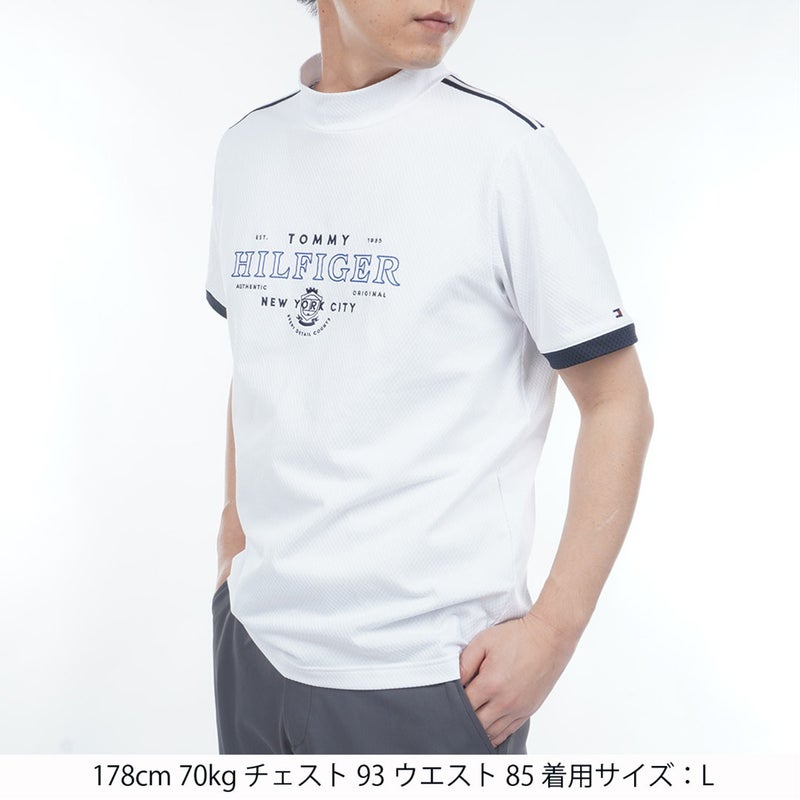 TommyHilfigerGolf トミー ヒルフィガー メンズ ゴルフウェア 半袖モックネックシャツ THMA609 ホワイト 詳細1