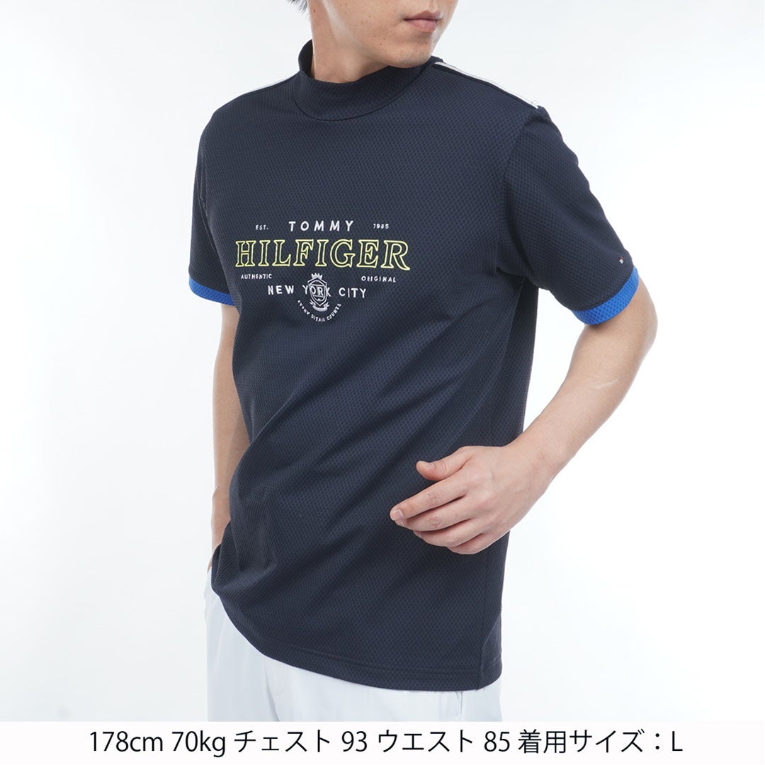 TommyHilfigerGolf トミー ヒルフィガー メンズ ゴルフウェア 半袖モックネックシャツ THMA609 ネイビー 詳細1
